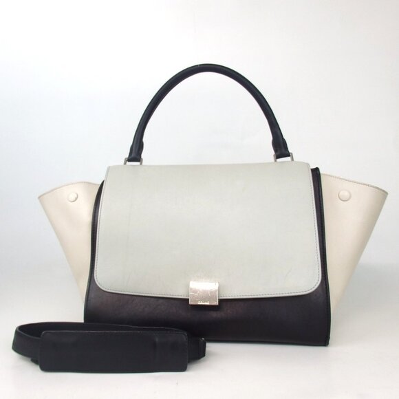 Authentic CELINE Trapeze 2WAY Handbag leather [Used] - Picture 1 of 14
